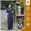Bộ đồ lam đi chùa đũi thái cổ tàu thêu hoa sen (PH02)