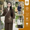 Bộ đi chùa thêu Sen “AN” vạt chéo thắt nơ đũi Thái mềm mịn thoáng mát (PH04)