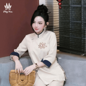 Bộ trang phục đi chùa mùa hè đũi Thái thêu Sen