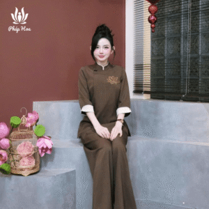 Bộ trang phục đi chùa mùa hè đũi Thái thêu Sen